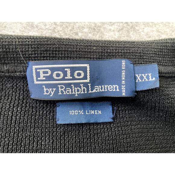 Polo Ralph Lauren Polo Mens 2XL 100% Linen Shirt Heavy Knit Short Sleeve Black - Picture 2 of 6